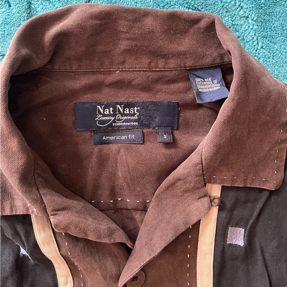 Nat Nast Brown Silk Button Up Top - Picture 2 of 3